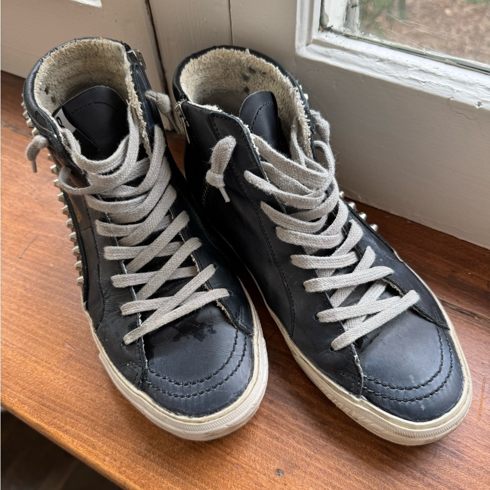 Black High-Top Sneakers with Studded Detail - golden goose